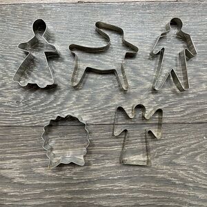 Vintage Sweden Set 5 Metal Cookie Cutters Christmas Winter Swedish Yule Goat
